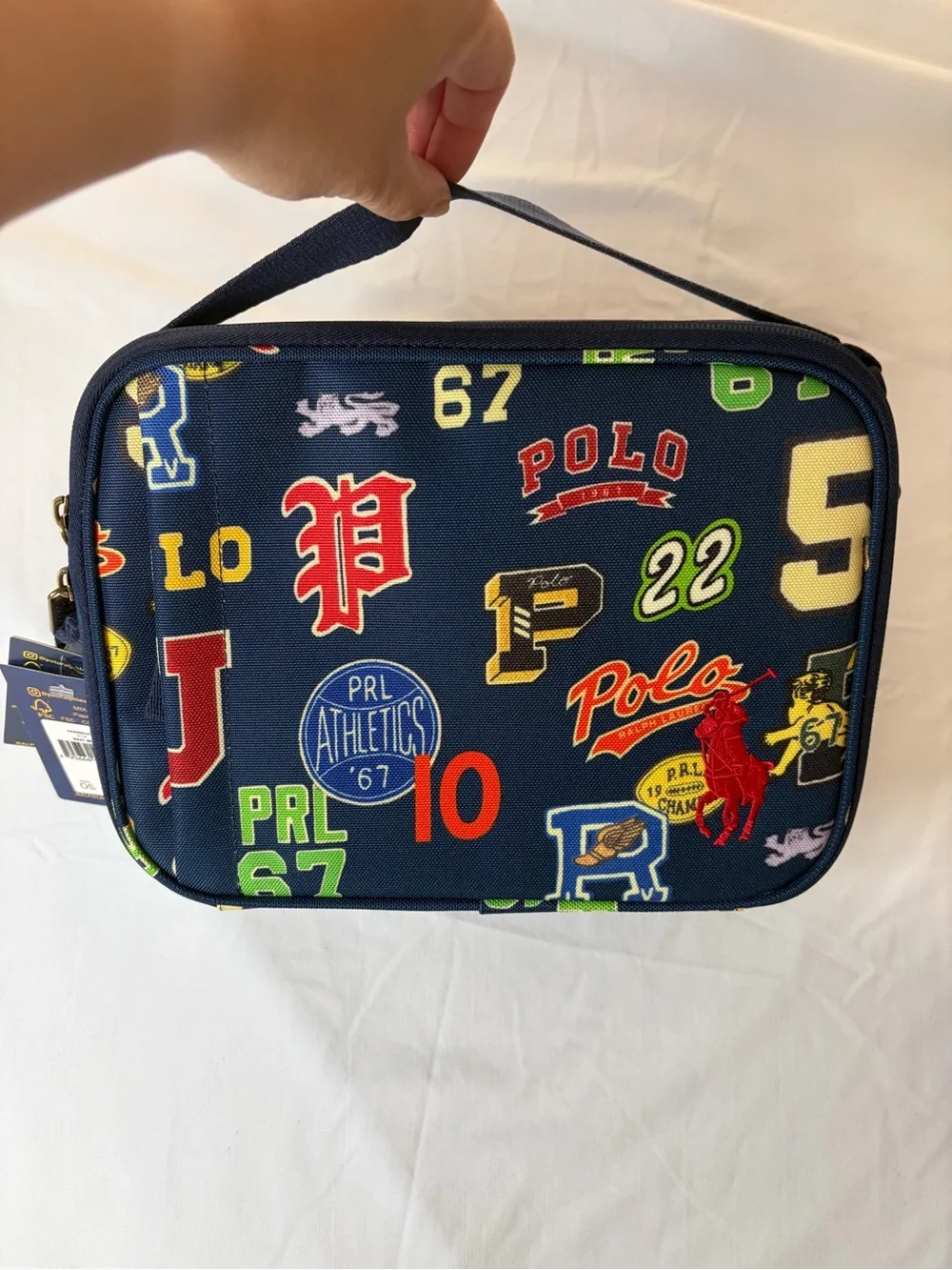 Polo by Ralph Lauren Navy Lunch Box Tote Multicolor Insulated Patch Graphics
